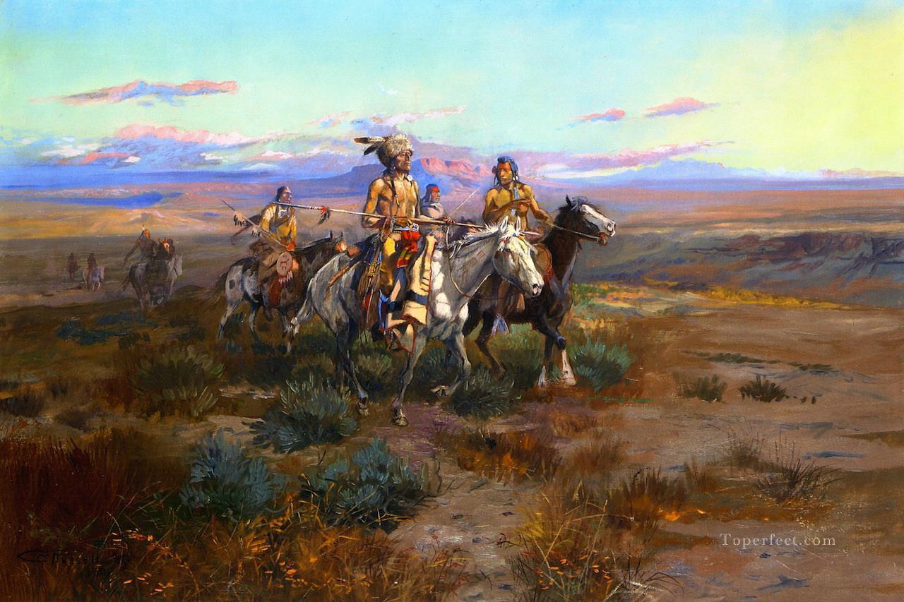 seeking the trail detail 1901 Charles Marion Russell American Indians Oil Paintings